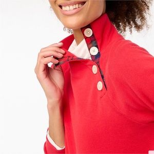 J. Crew Tartan Wide Button-Collar Sweatshirt